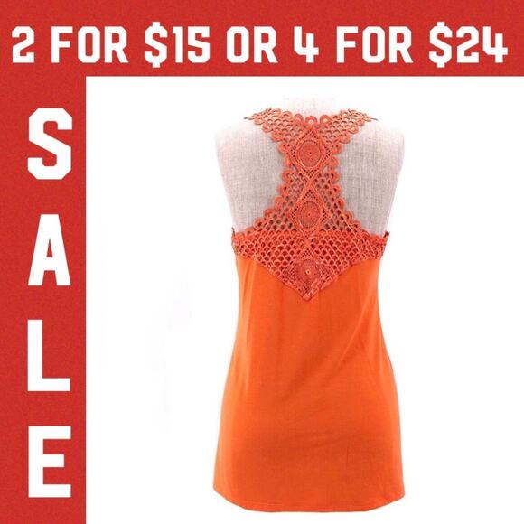 ๐ด CACHE orange crochet back tank top - Picture 1 of 7